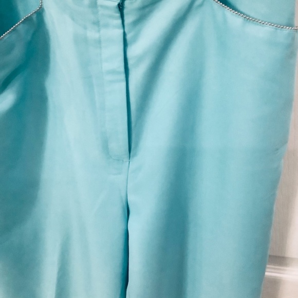 Vintage  Bette & Court Aqua blue cropped pant, size 8 - Picture 4 of 5